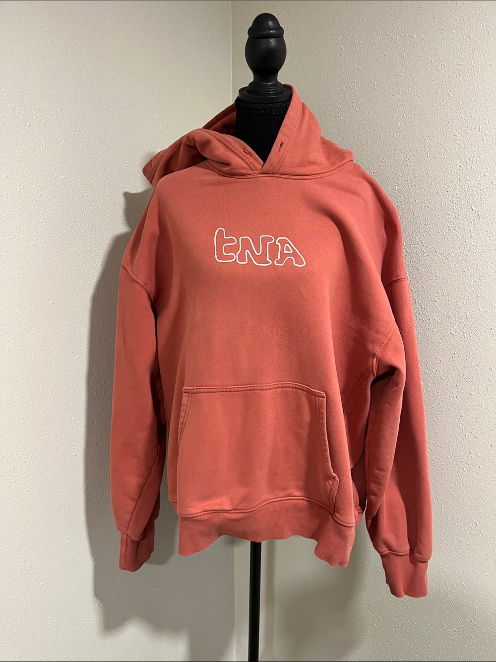 TNA Aritzia Boyfriend Cozy Fleece Sweatshirt Dusty Coral Pullover Hoodie-Large